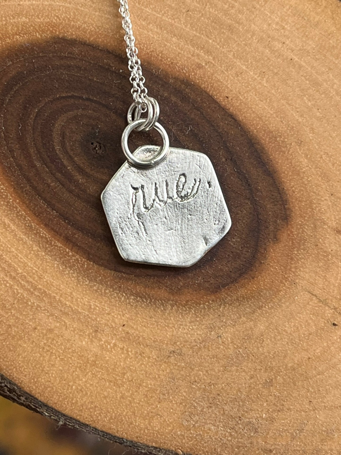 Rue hexagon pendant