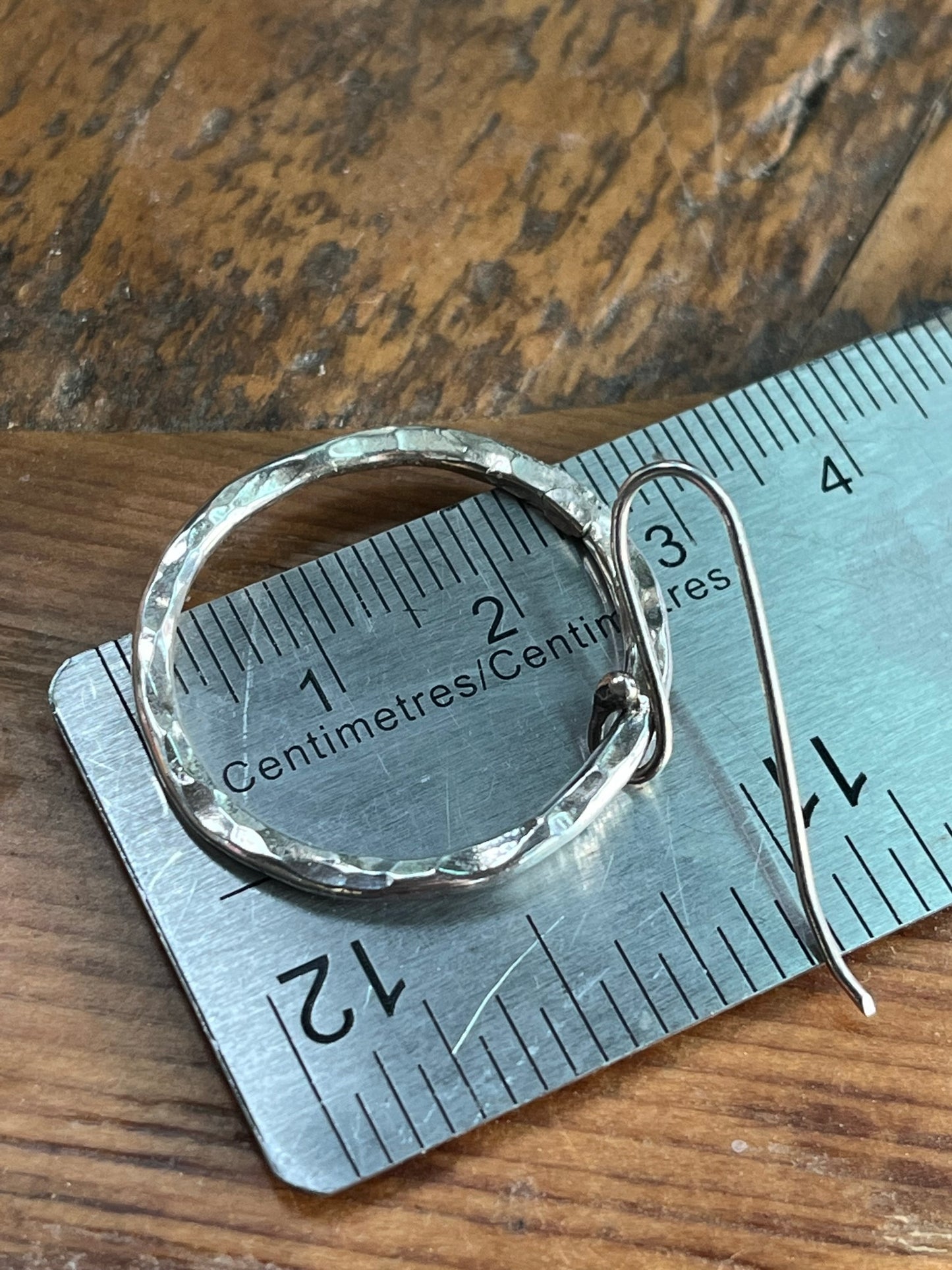 Hammered Circle Dangle Earrings Large
