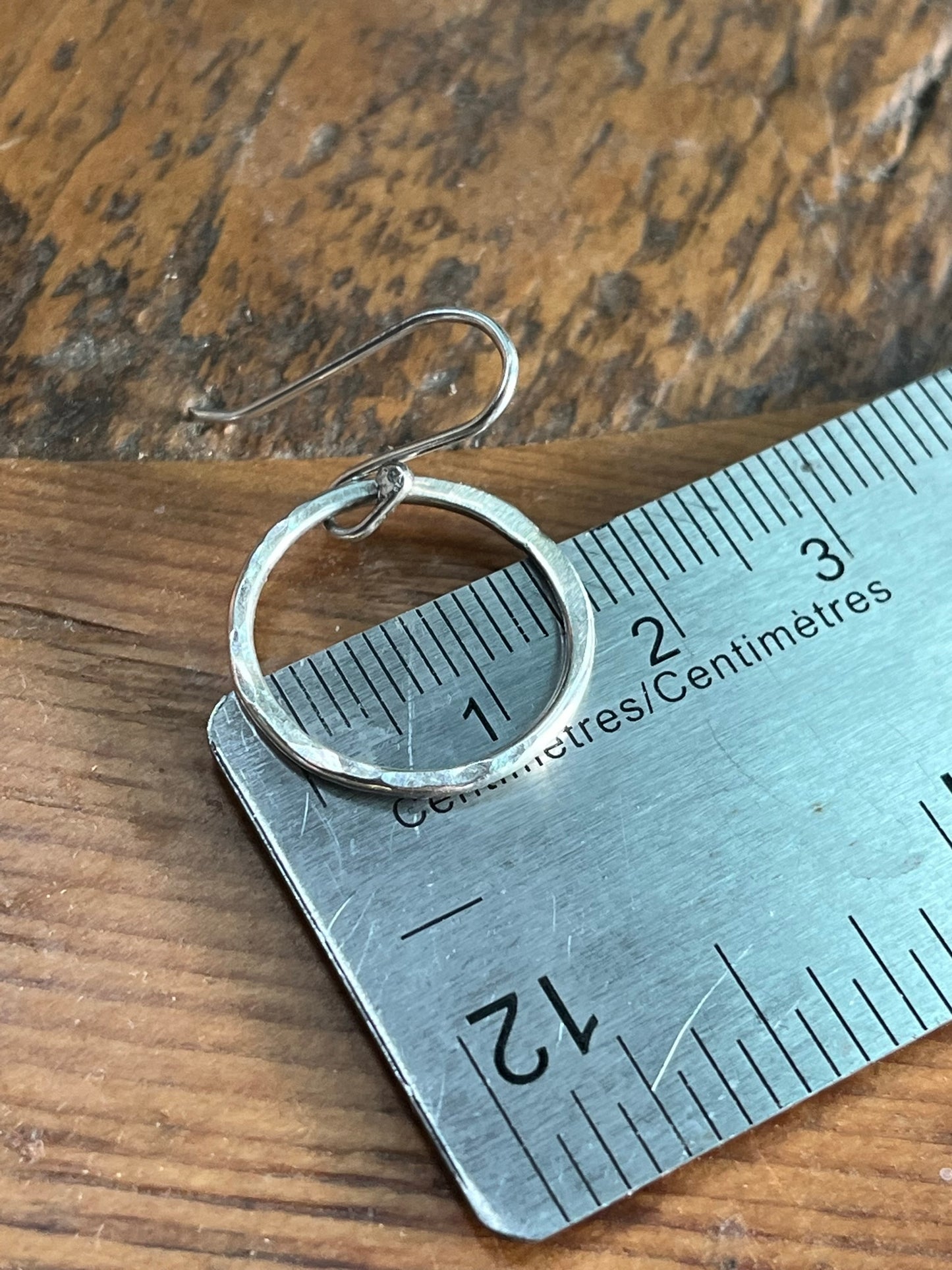 Hammered circle dangle earrings medium