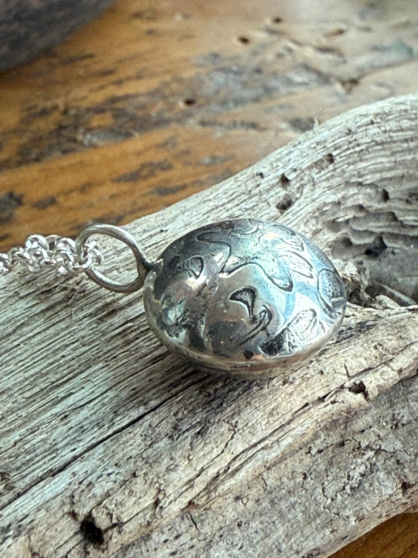 Sterling Silver Lentil Bead Pendant